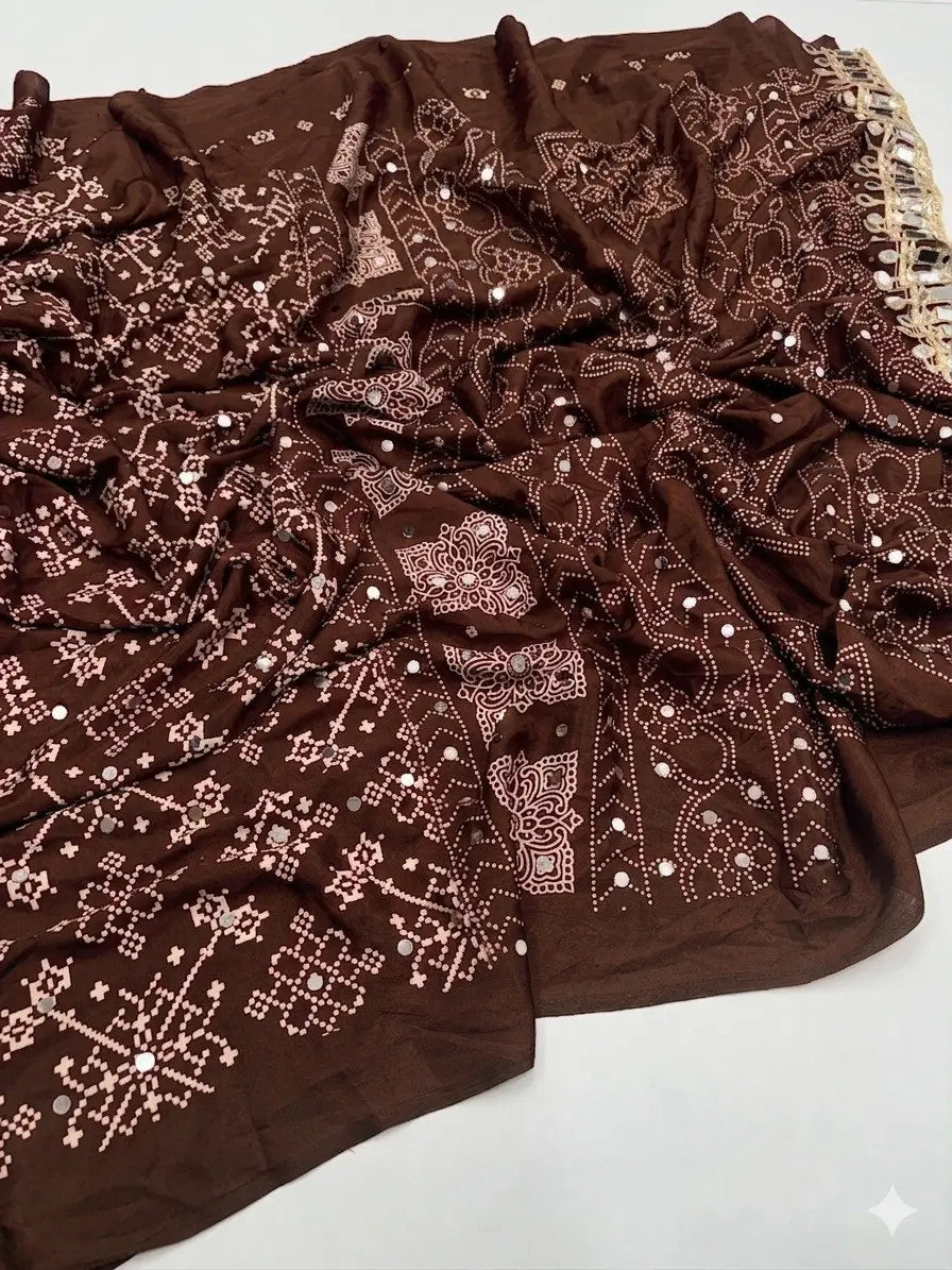 Bandhani Mirror Work Saree