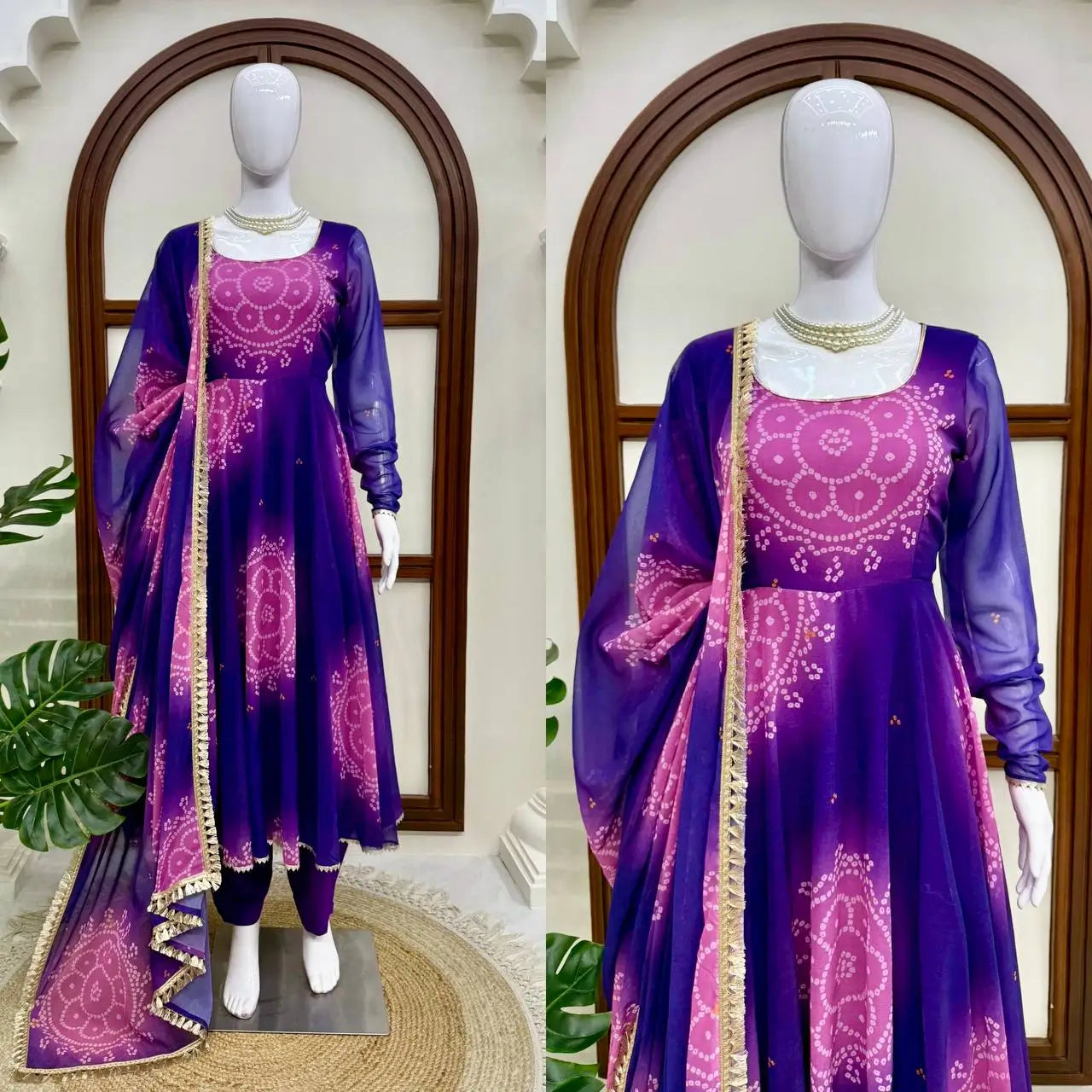 Bandhani Print Anarkali Gown
