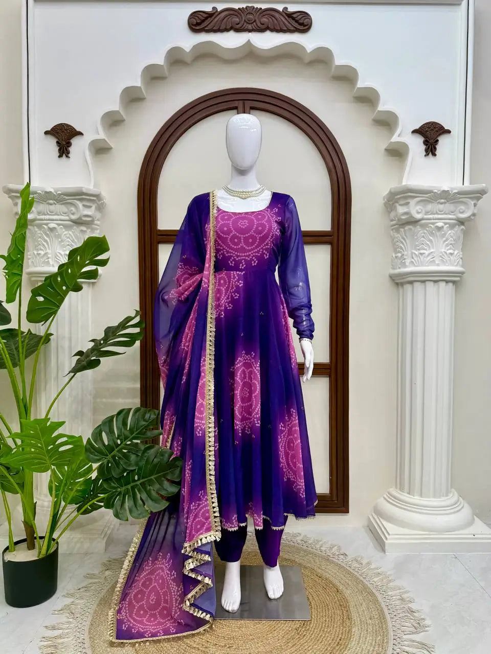Bandhani Print Anarkali Gown