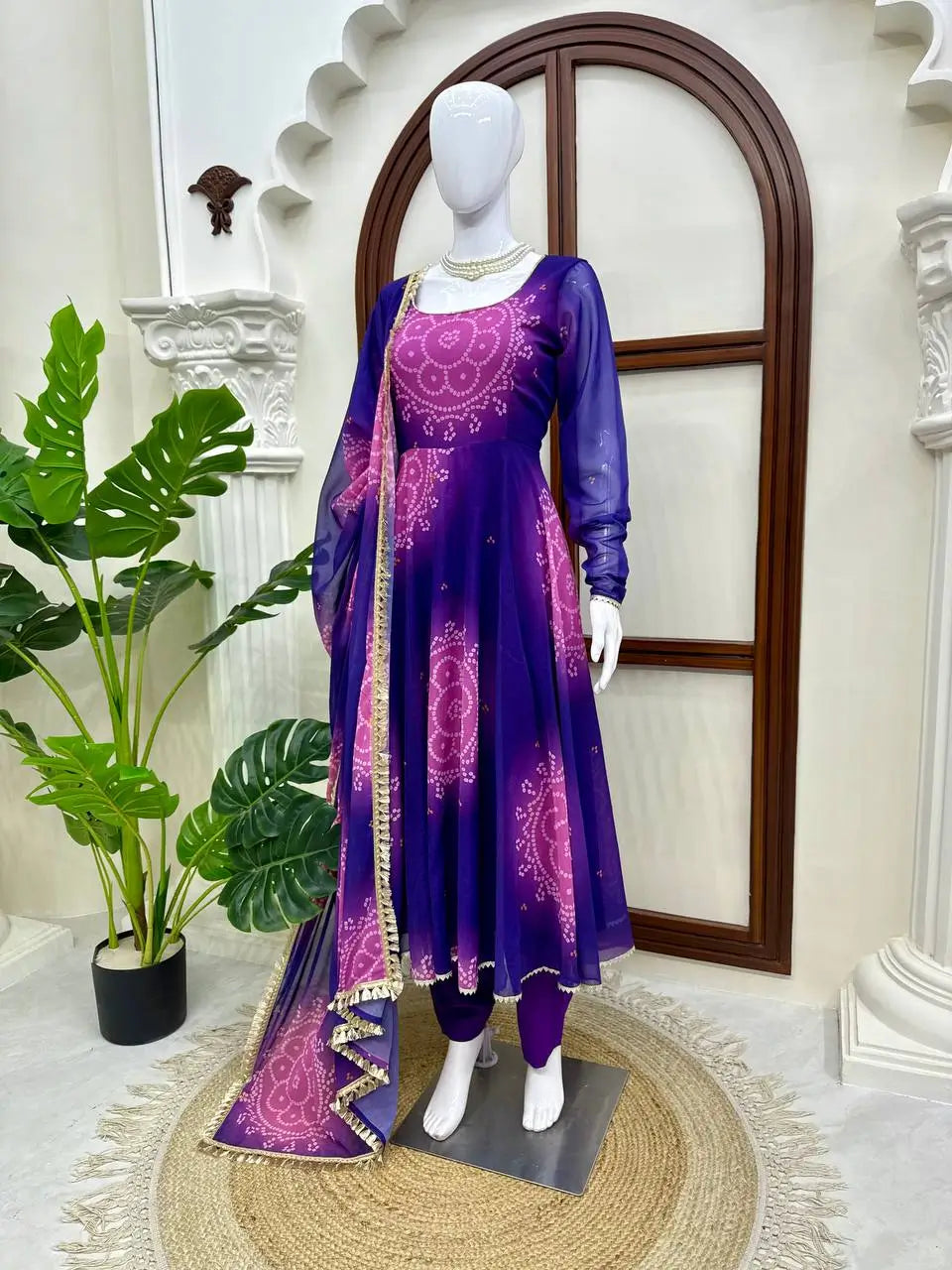 Bandhani Print Anarkali Gown