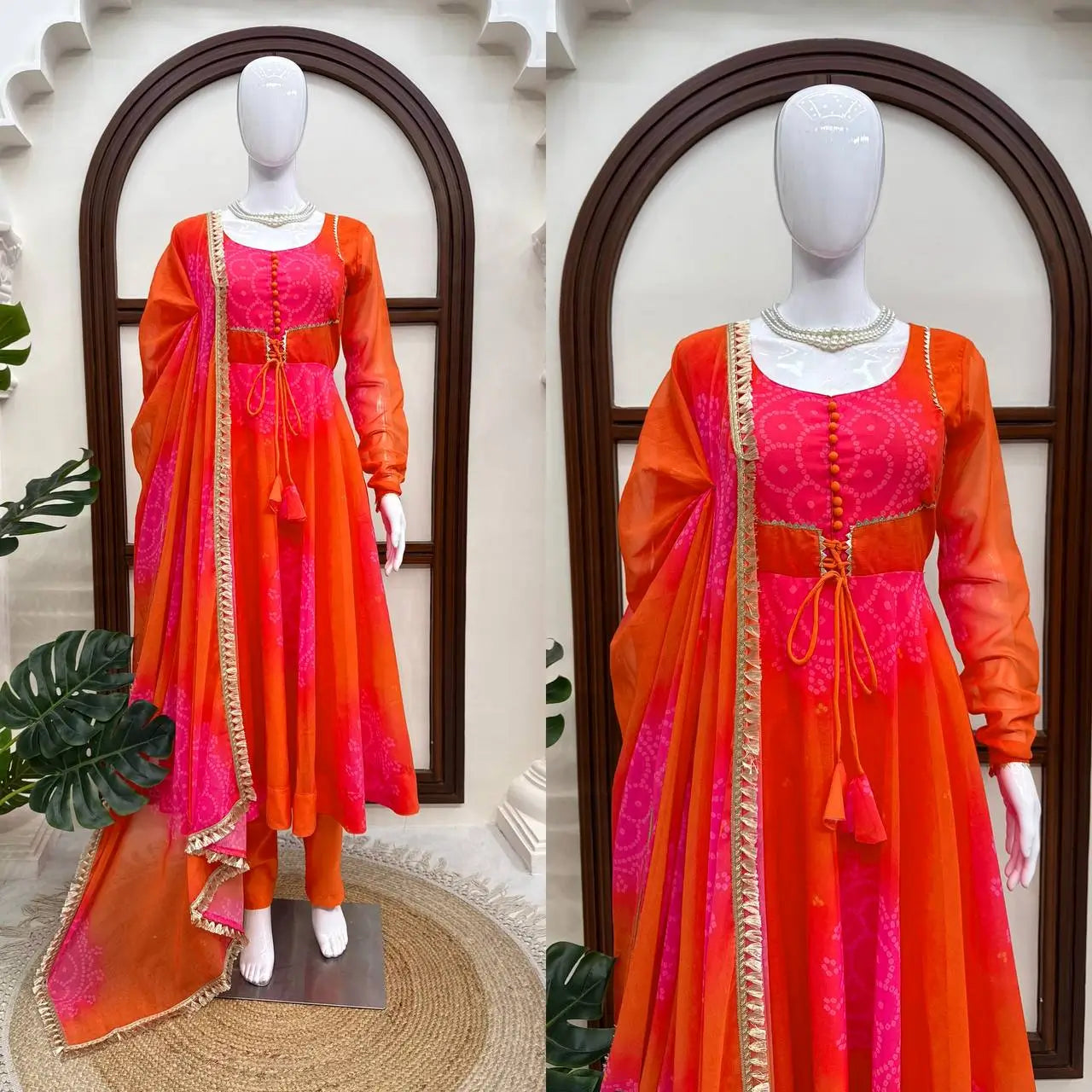 Bandhani Print Anarkali Gown