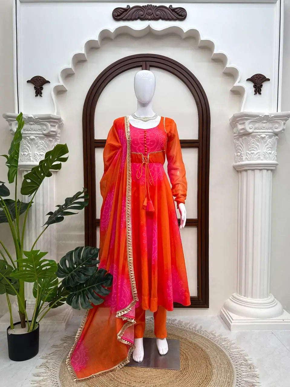Bandhani Print Anarkali Gown