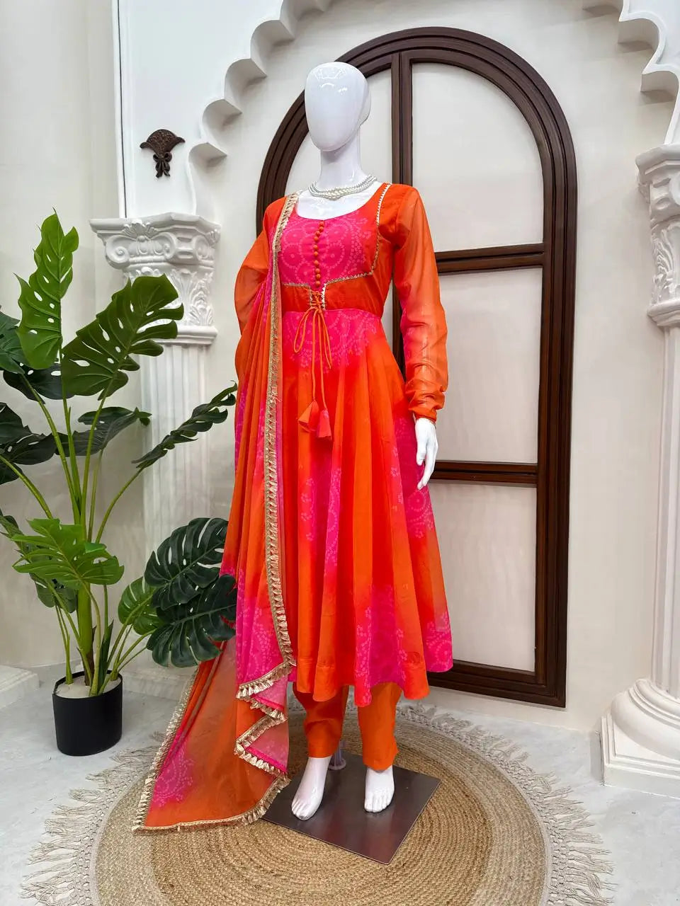 Bandhani Print Anarkali Gown