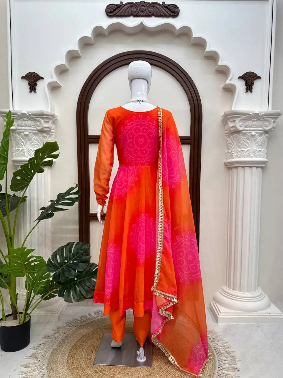 Bandhani Print Anarkali Gown
