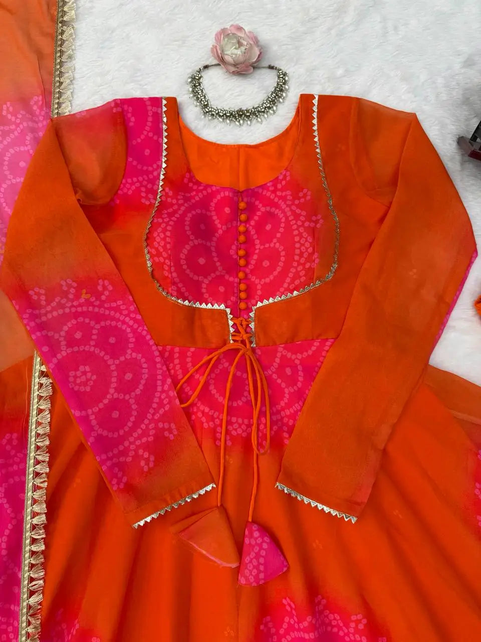 Bandhani Print Anarkali Gown