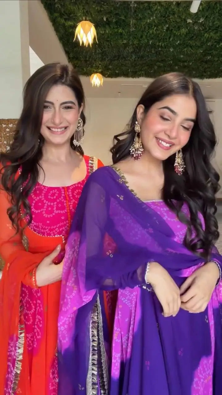 Bandhani Print Anarkali Gown