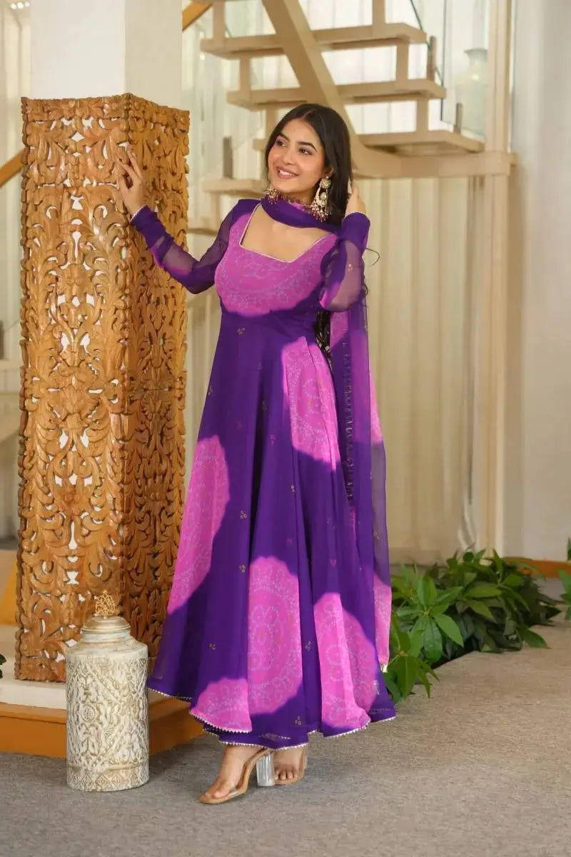 Bandhani Print Anarkali Gown
