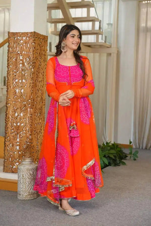Bandhani Print Anarkali Gown
