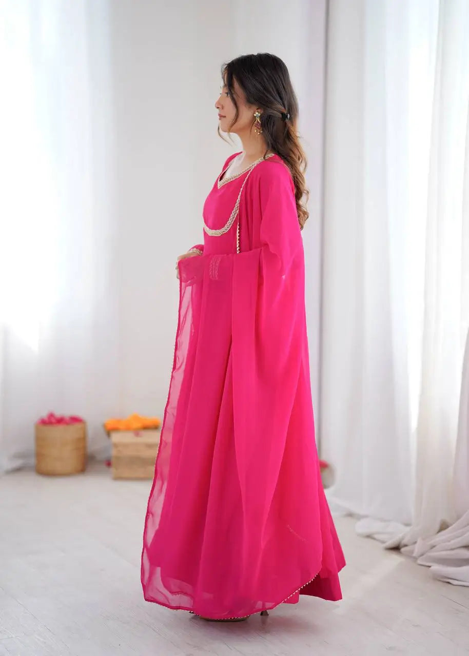 Bandhani Print Georgette Gown Set