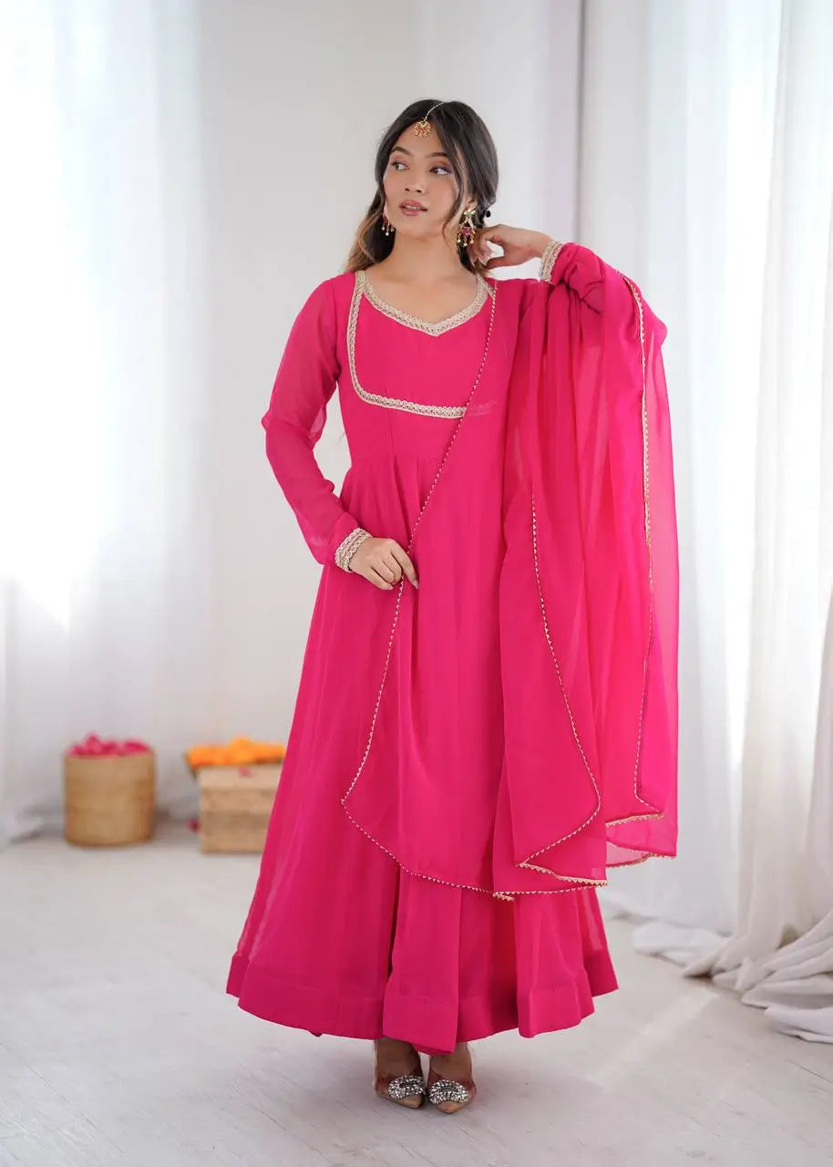 Bandhani Print Georgette Gown Set