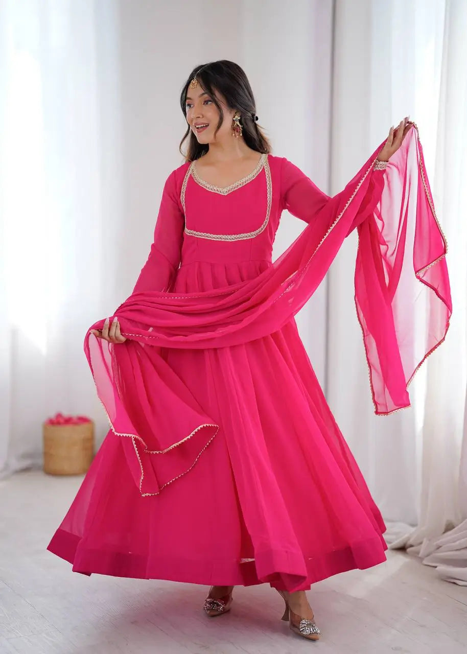 Bandhani Print Georgette Gown Set