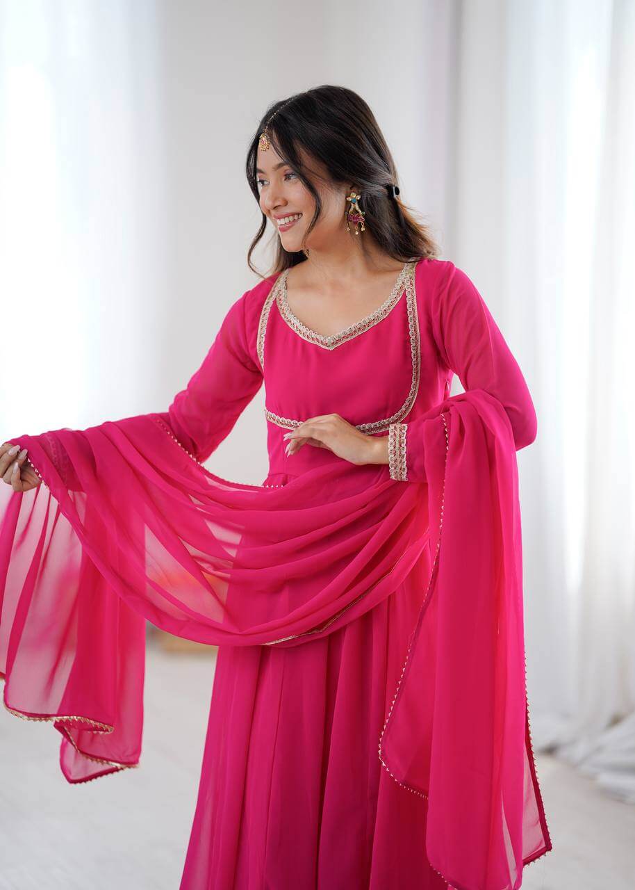 Bandhani Print Georgette Gown Set
