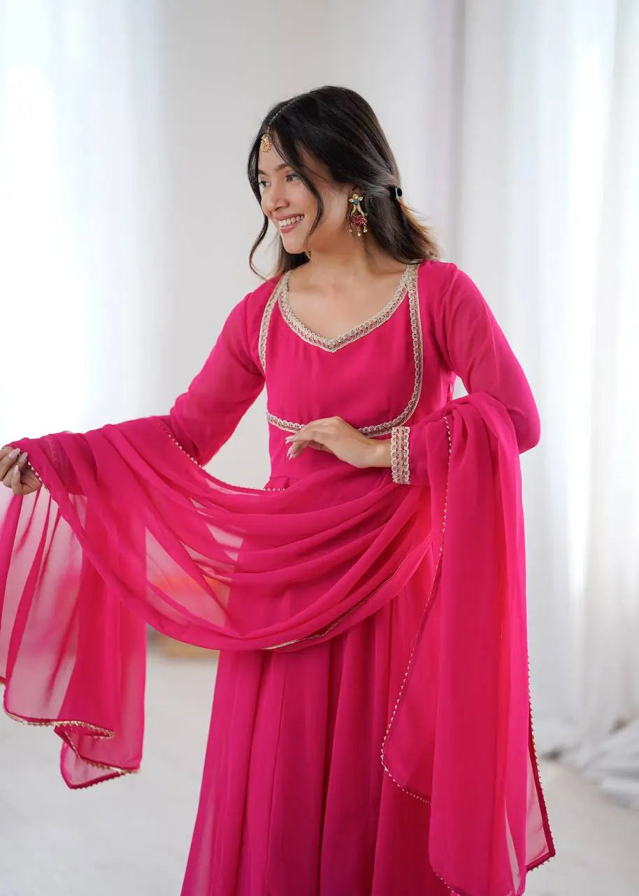 Bandhani Print Georgette Gown Set