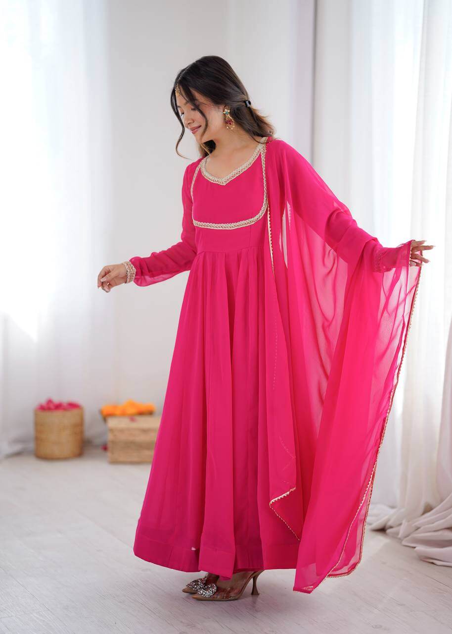 Bandhani Print Georgette Gown Set