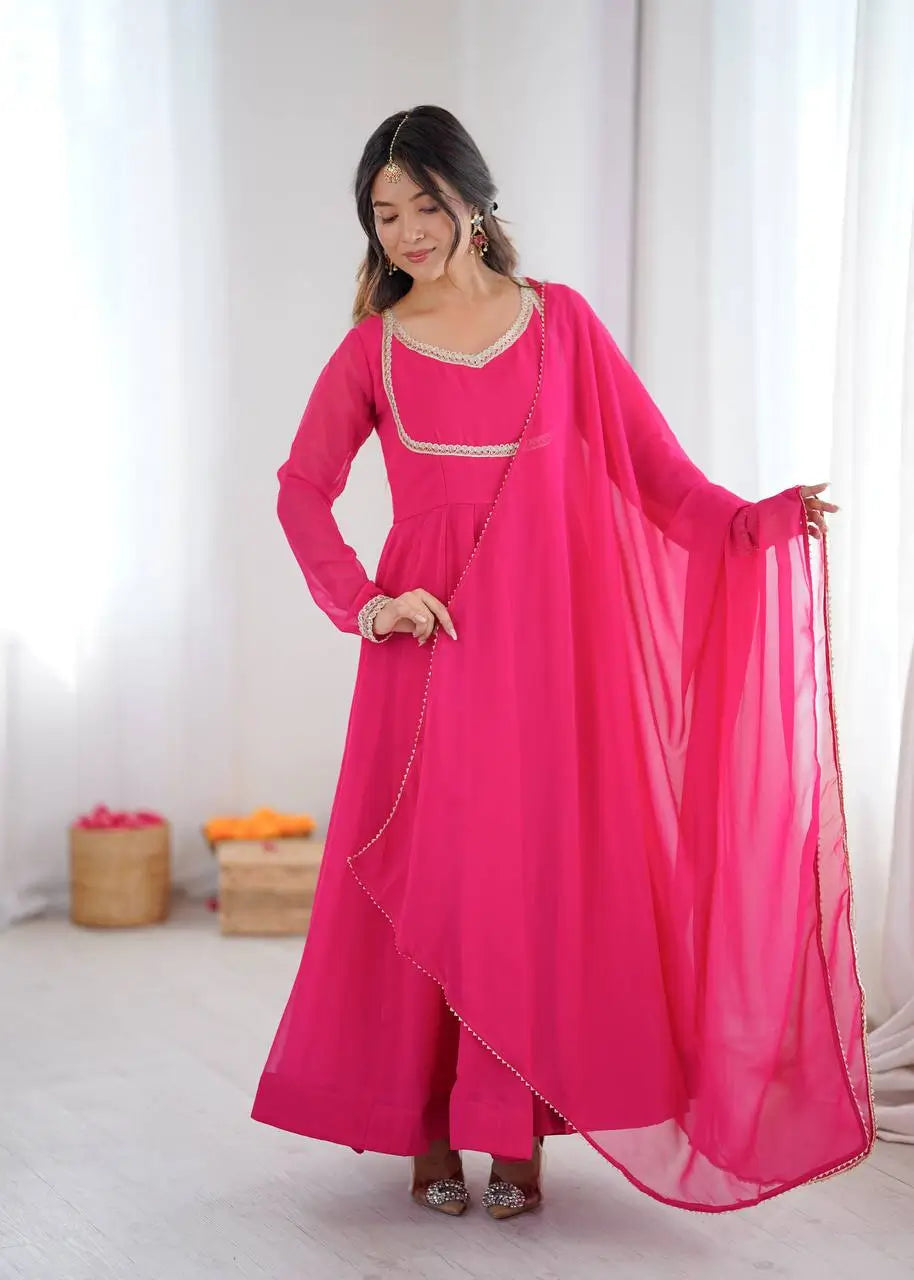 Bandhani Print Georgette Gown Set