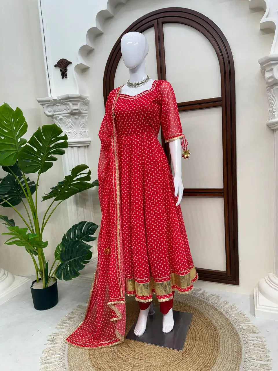 Bandhani Print Gota Anarkali