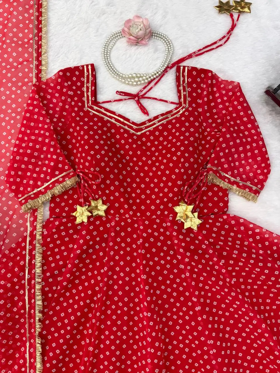 Bandhani Print Gota Anarkali