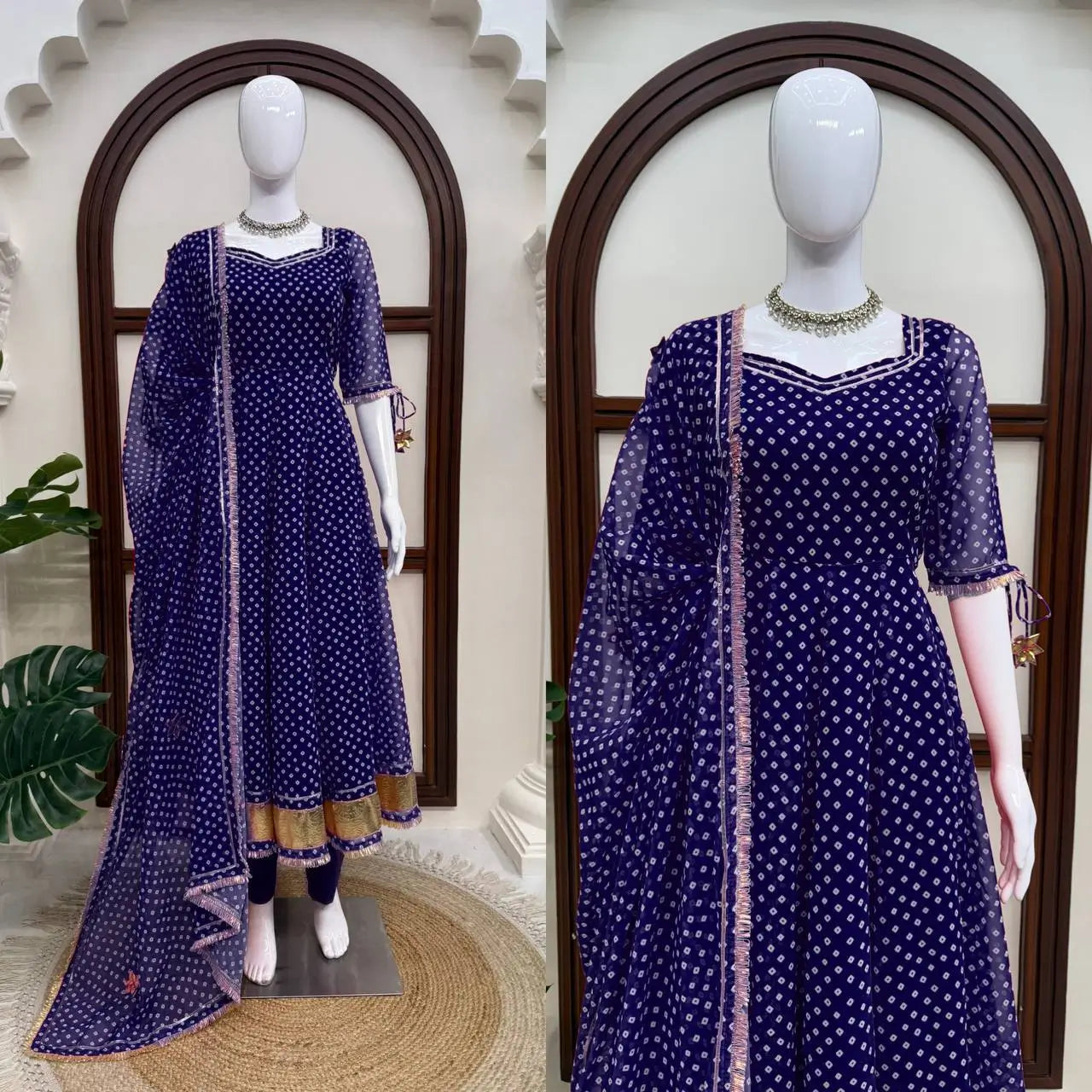 Bandhani Print Gota Anarkali