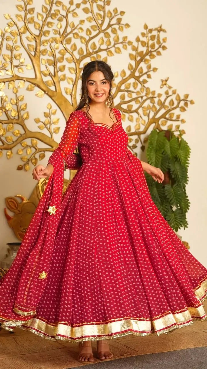 Bandhani Print Gota Anarkali