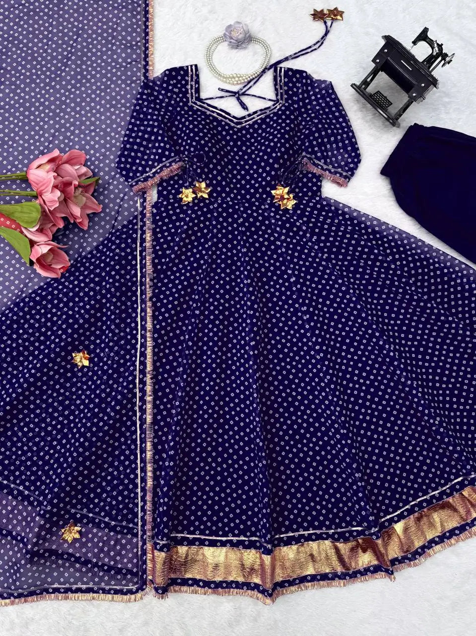Bandhani Print Gota Anarkali
