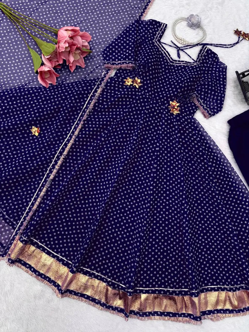 Bandhani Print Gota Anarkali