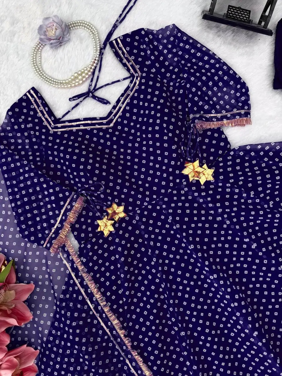 Bandhani Print Gota Anarkali