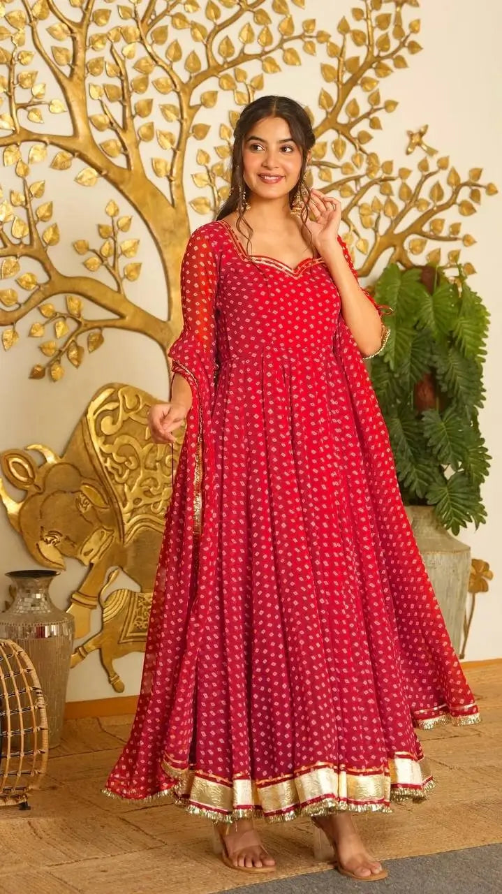 Bandhani Print Gota Anarkali