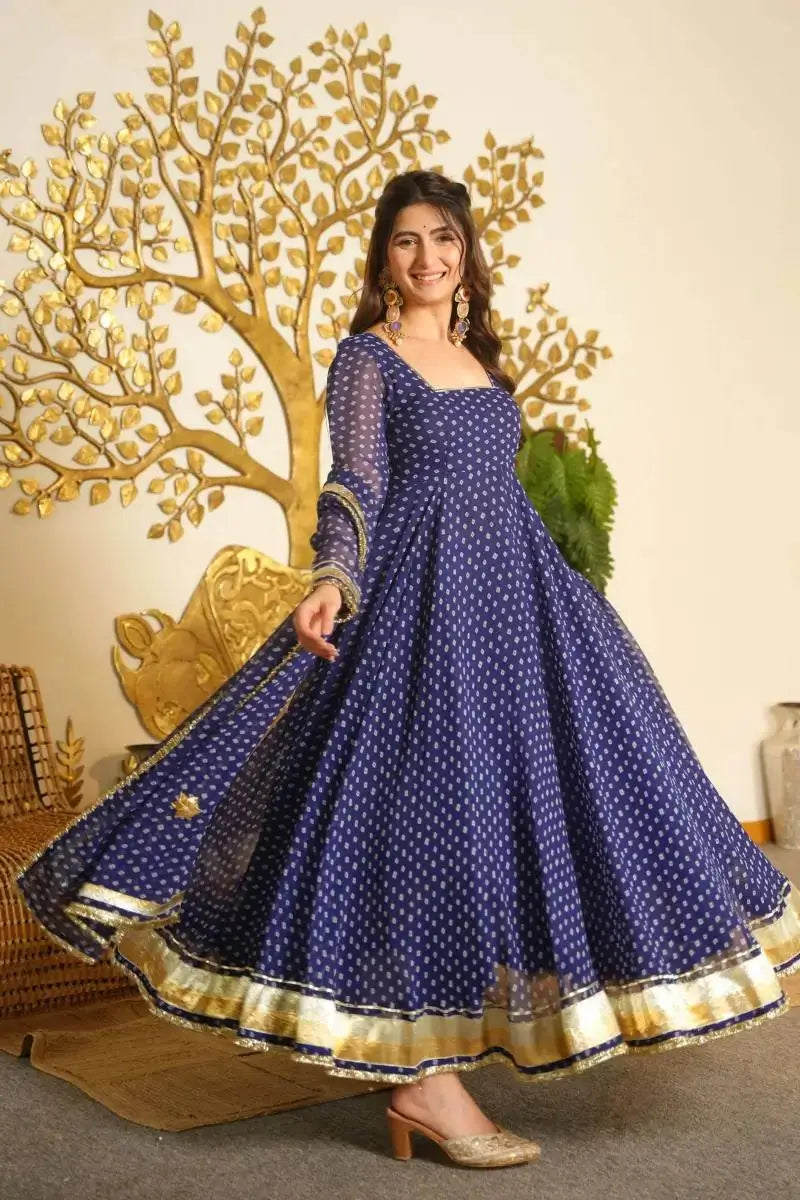 Bandhani Print Gota Anarkali
