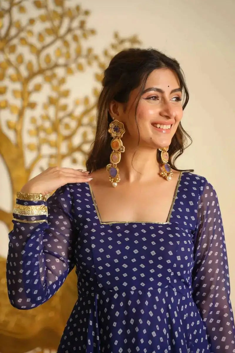 Bandhani Print Gota Anarkali
