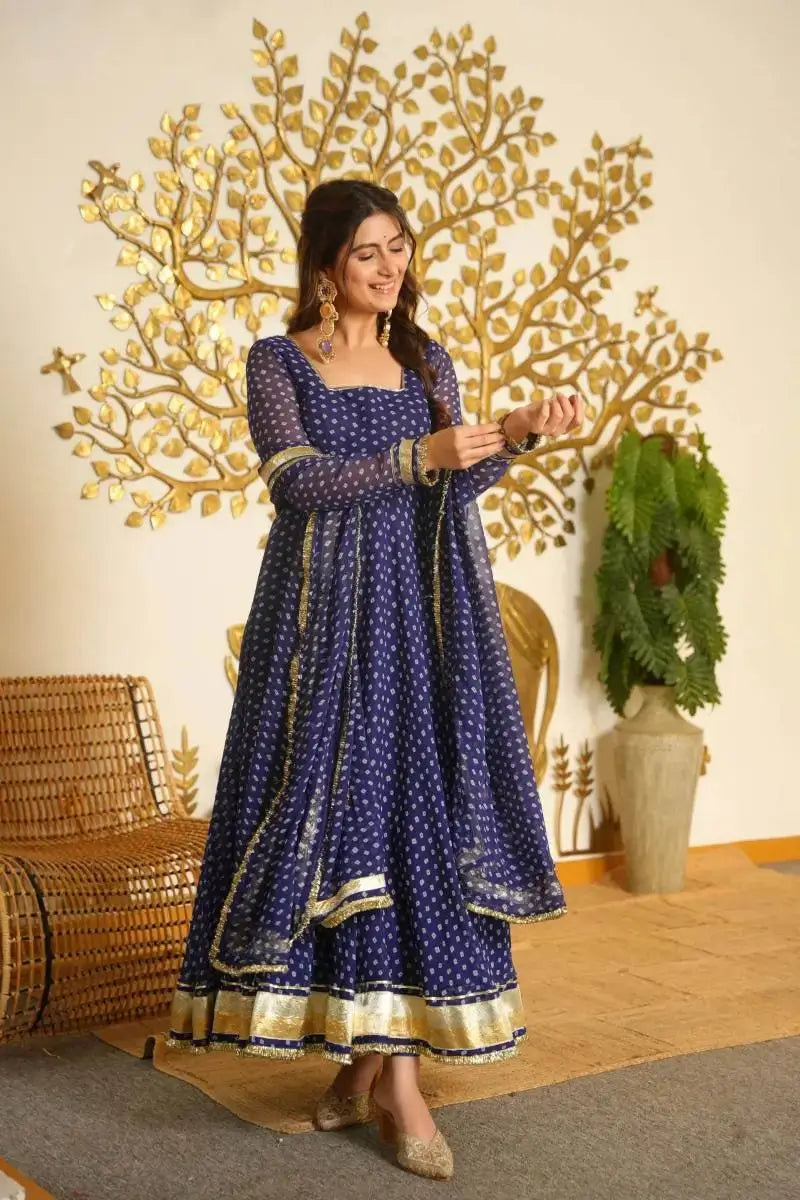 Bandhani Print Gota Anarkali