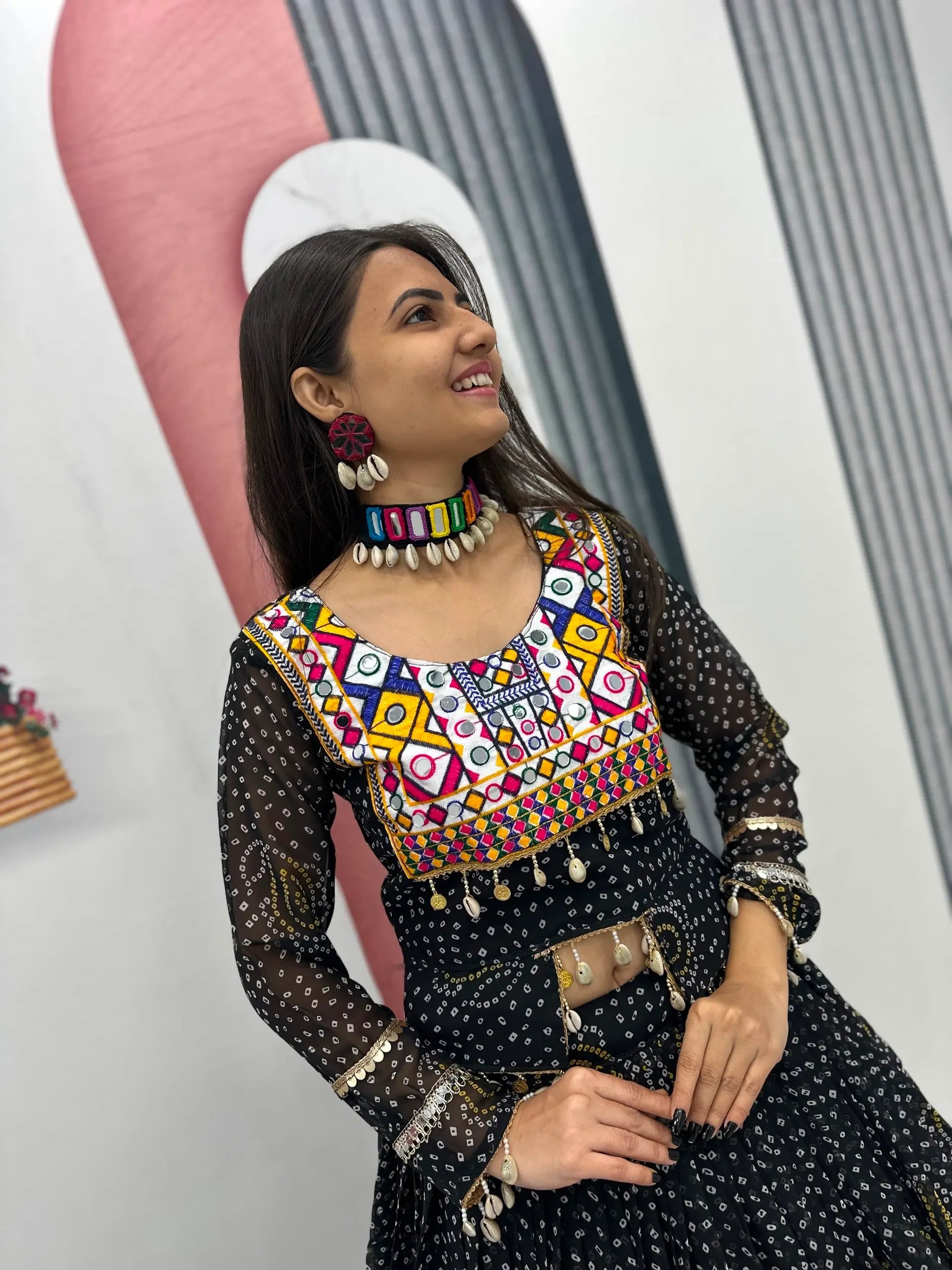 Bandhani Print Kodi Work Lehenga