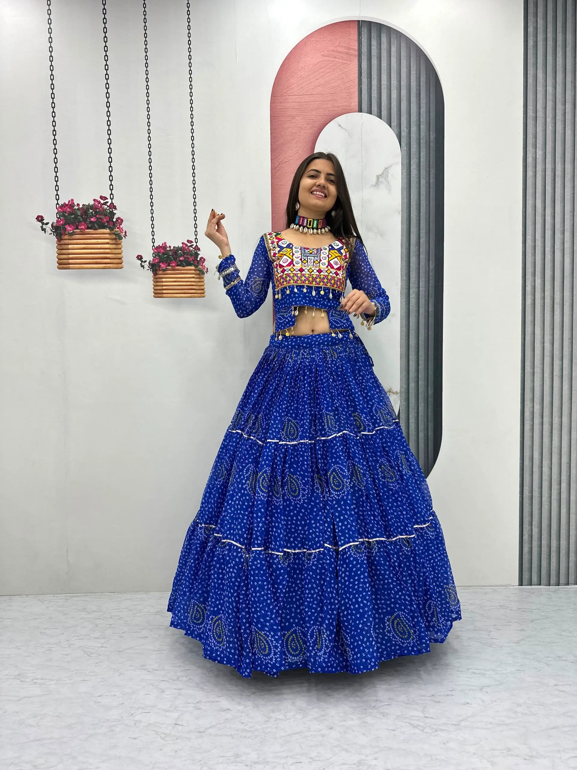 Bandhani Print Kodi Work Lehenga