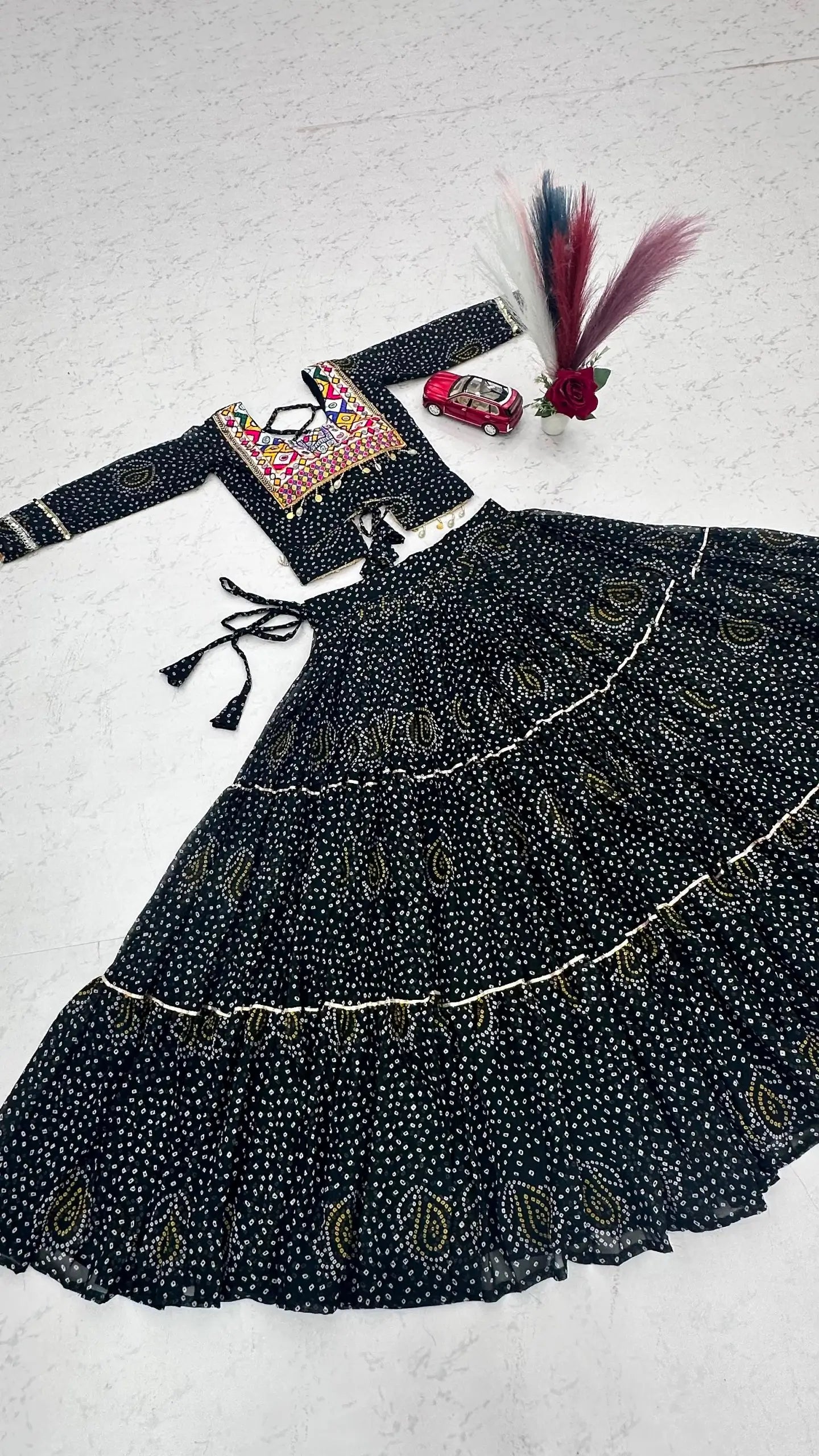 Bandhani Print Kodi Work Lehenga
