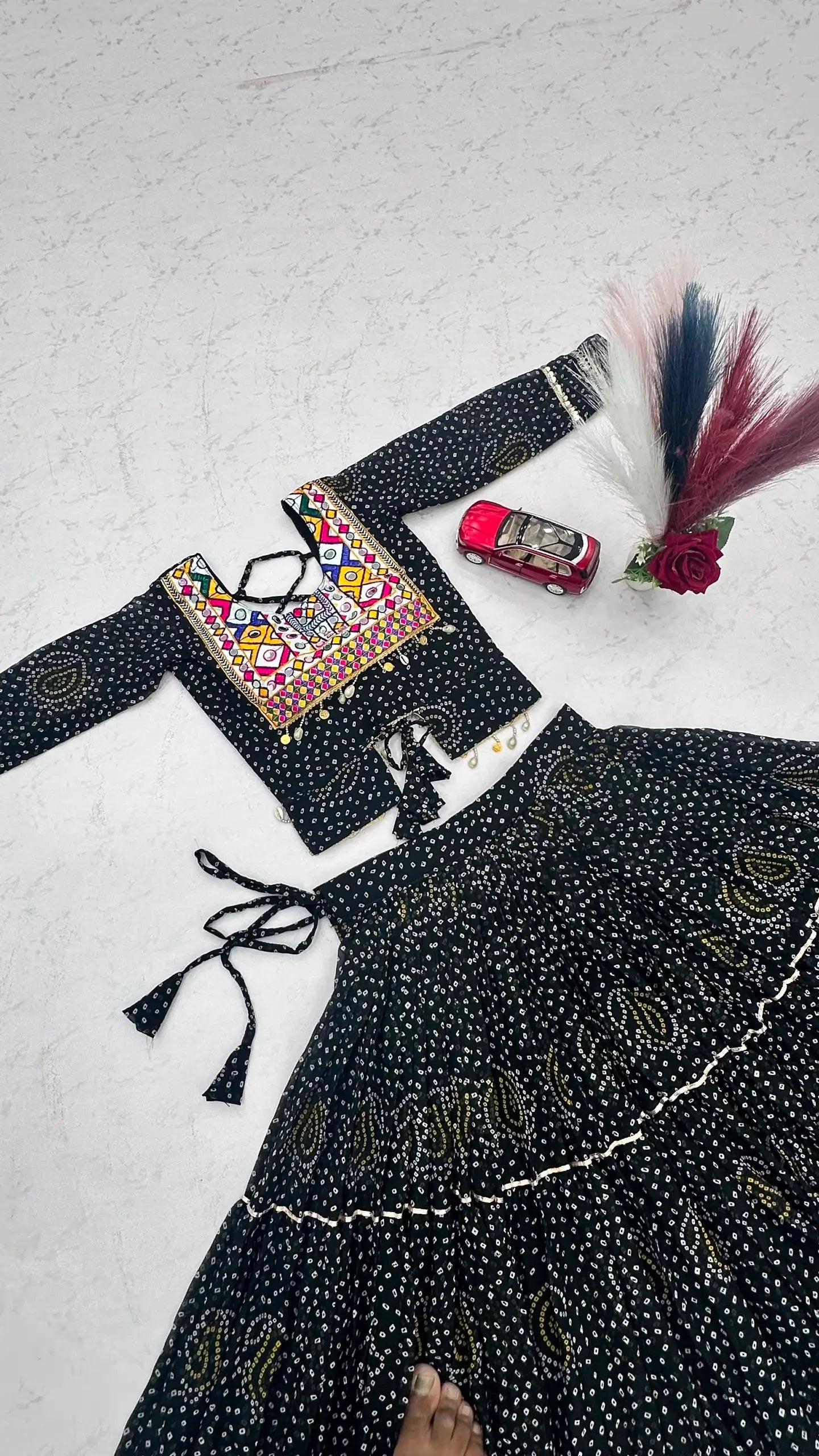 Bandhani Print Kodi Work Lehenga