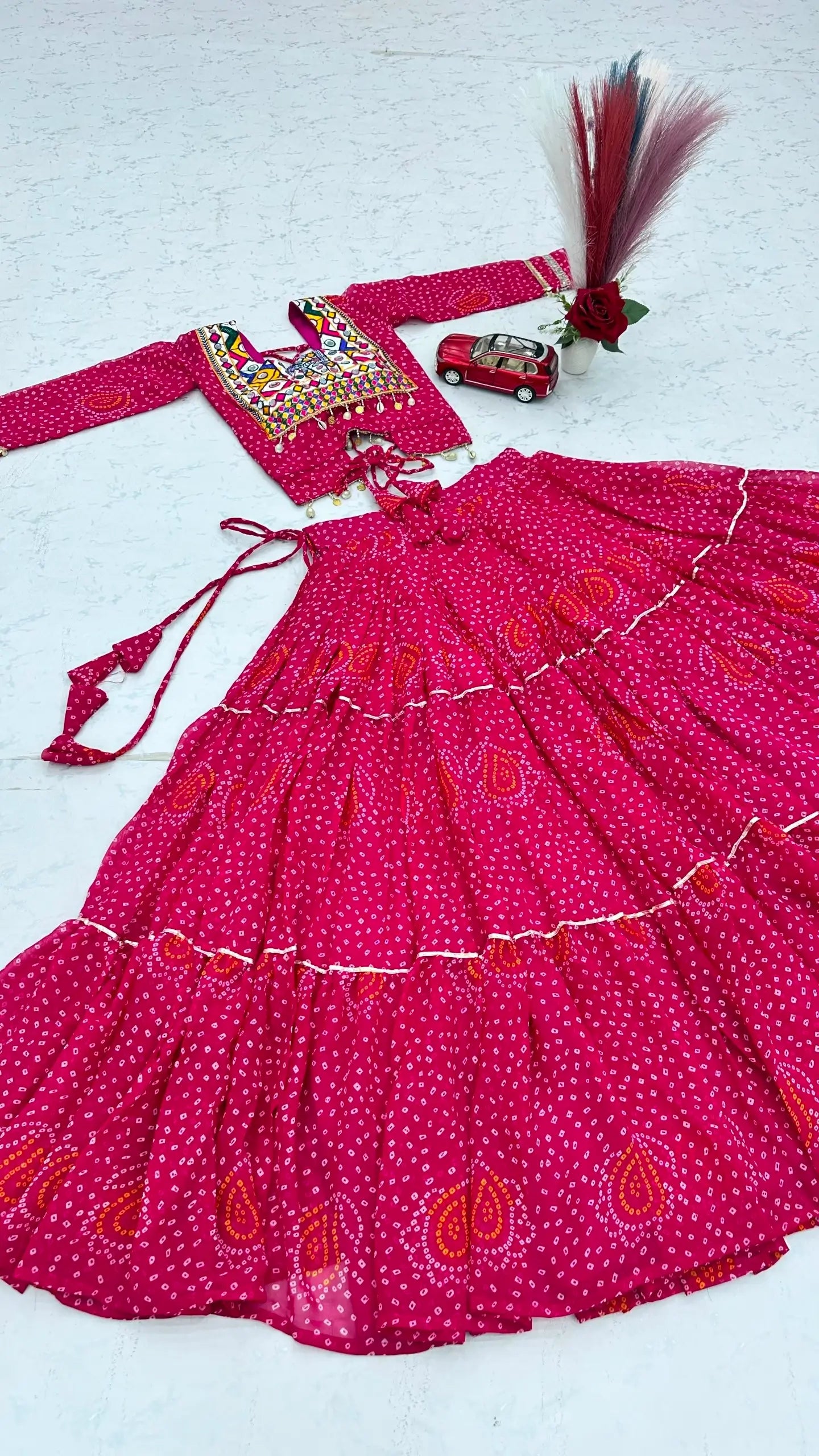 Bandhani Print Kodi Work Lehenga