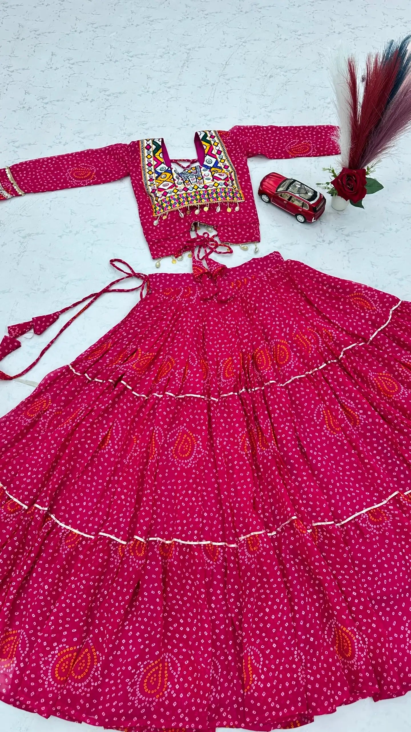 Bandhani Print Kodi Work Lehenga