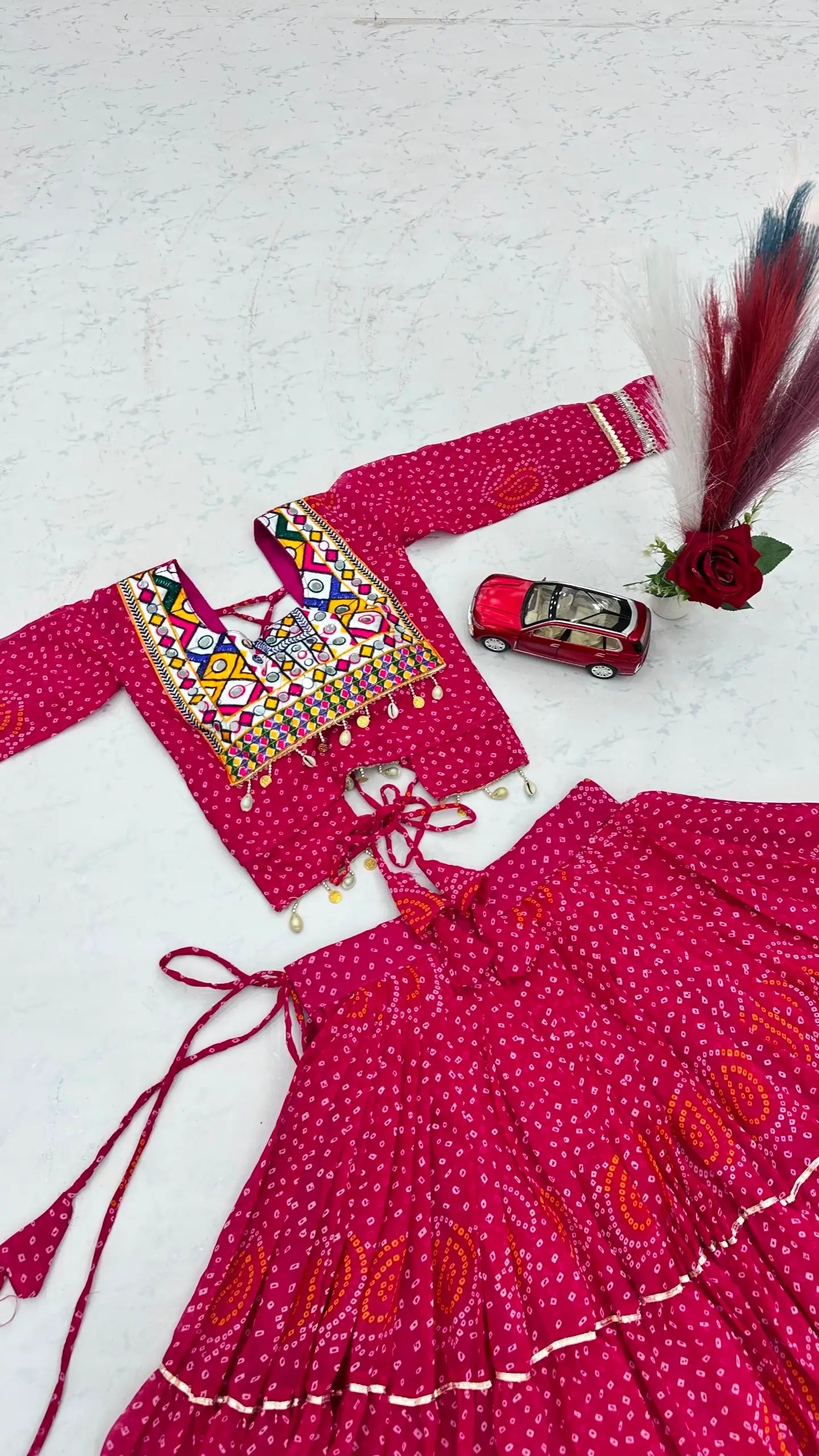 Bandhani Print Kodi Work Lehenga