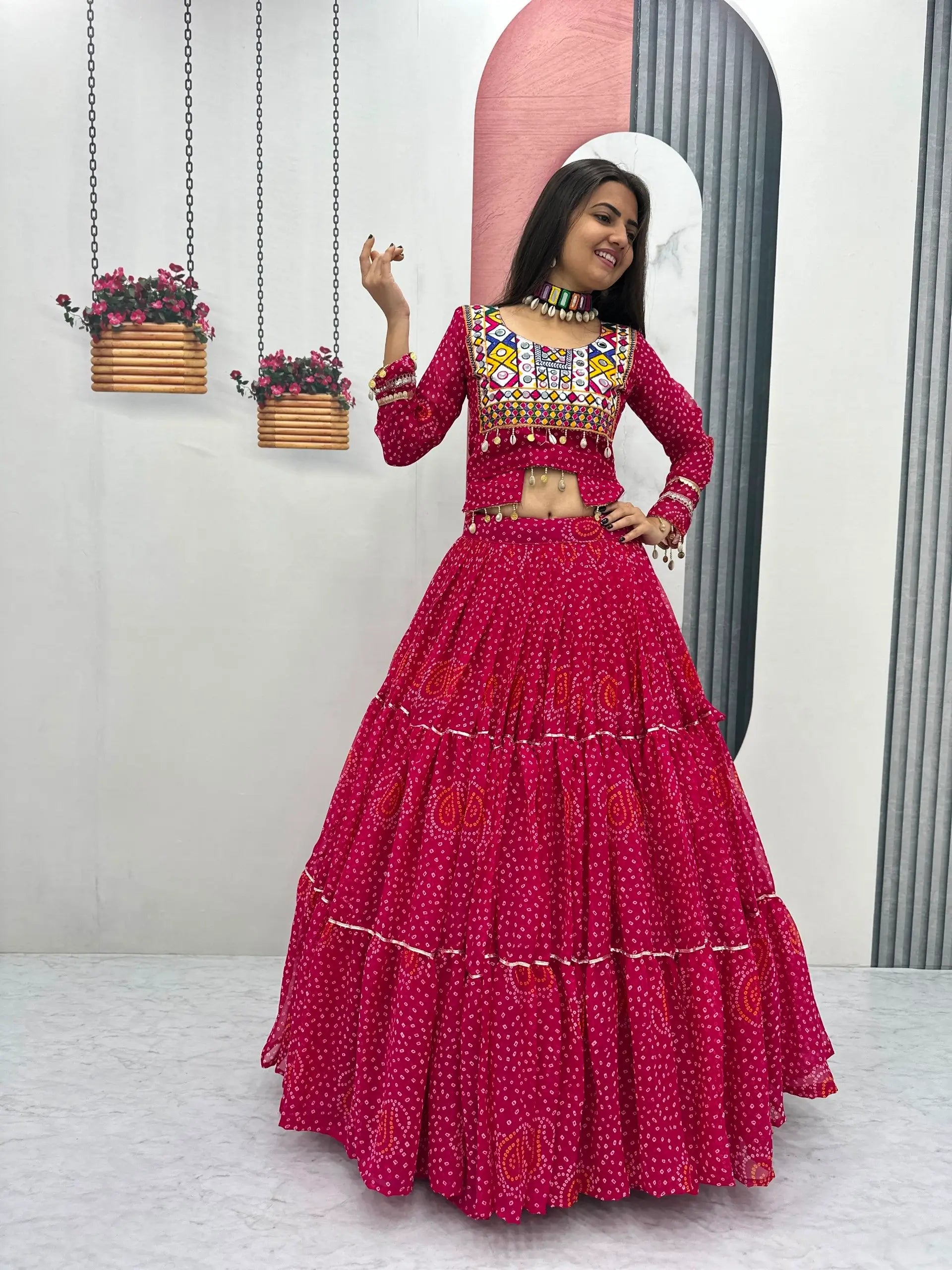 Bandhani Print Kodi Work Lehenga