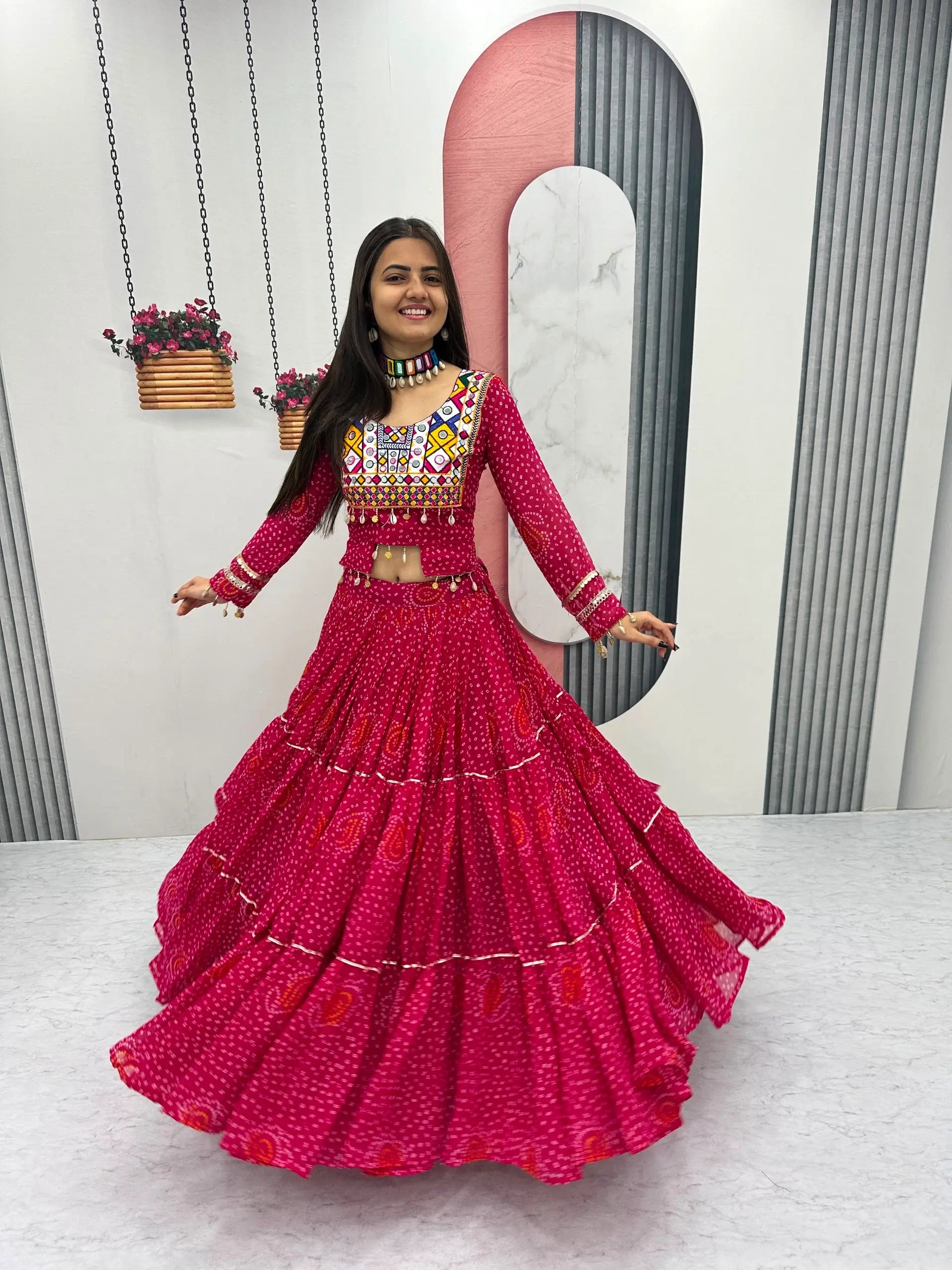 Bandhani Print Kodi Work Lehenga