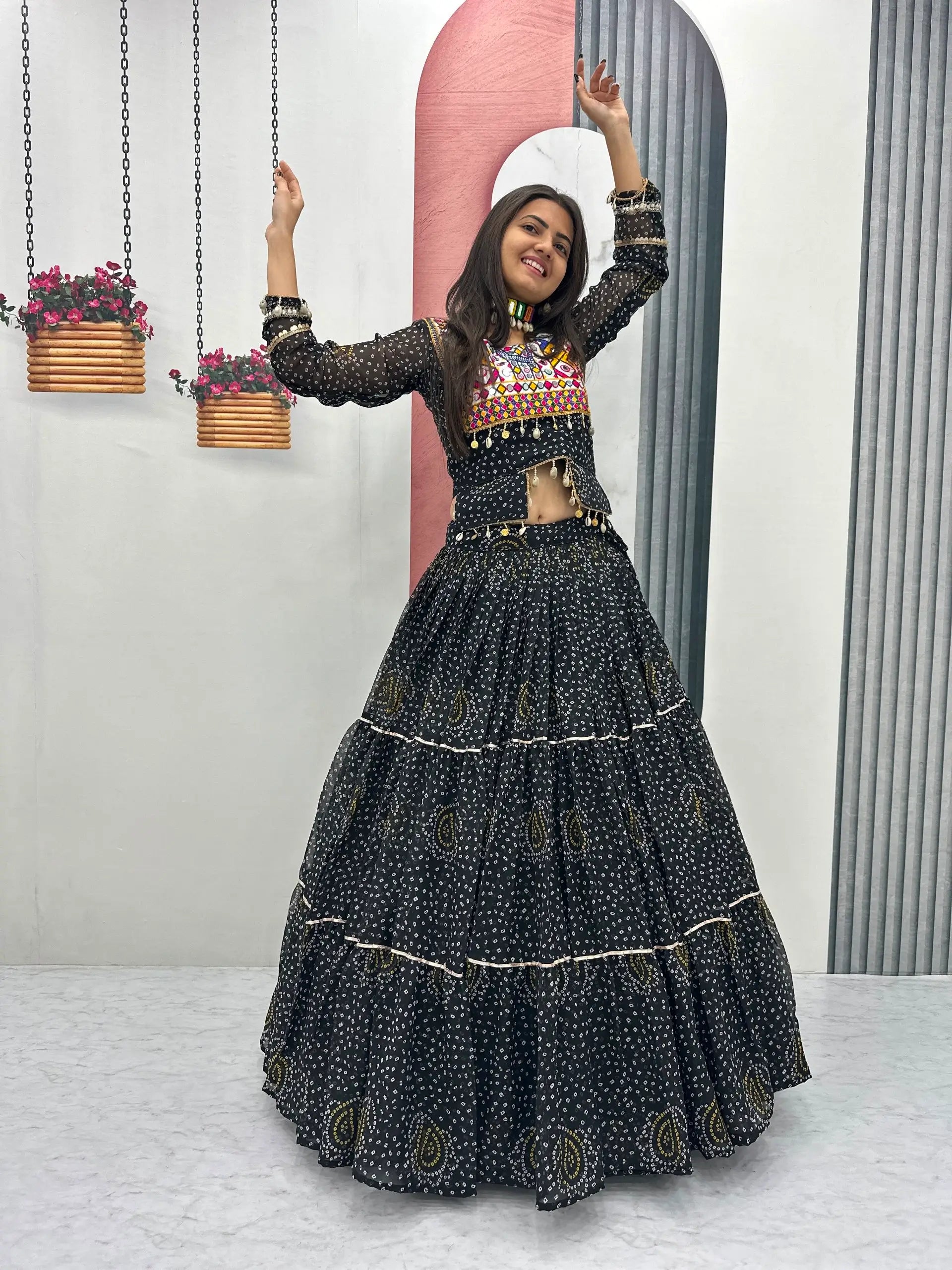 Bandhani Print Kodi Work Lehenga