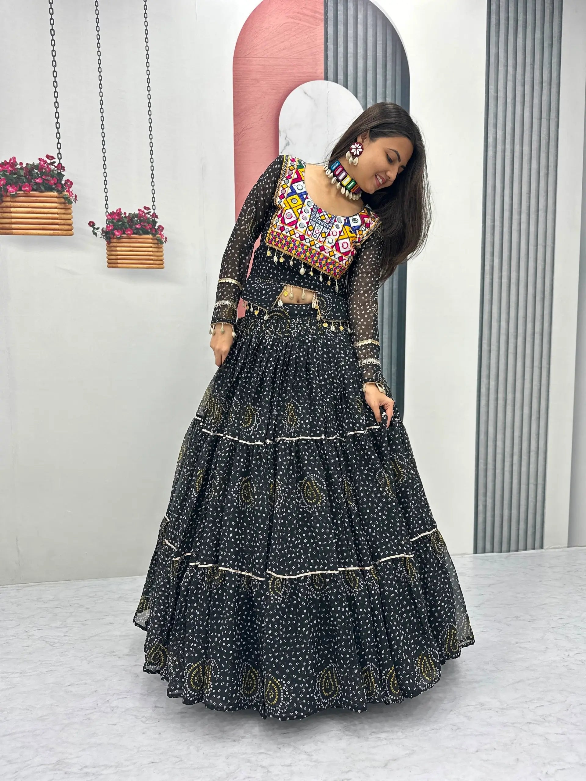 Bandhani Print Kodi Work Lehenga