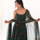 Bandhej Chiffon Flared Anarkali Gown with Dupatta