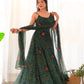 Bandhej Chiffon Flared Anarkali Gown with Dupatta