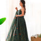 Bandhej Chiffon Flared Anarkali Gown with Dupatta