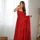 Bandhej Chiffon Flared Anarkali Gown with Dupatta
