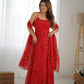 Bandhej Chiffon Flared Anarkali Gown with Dupatta
