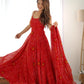 Bandhej Chiffon Flared Anarkali Gown with Dupatta