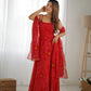 Bandhej Chiffon Flared Anarkali Gown with Dupatta