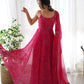Bandhej Chiffon Flared Anarkali Gown with Dupatta