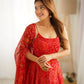 Bandhej Chiffon Flared Anarkali Gown with Dupatta